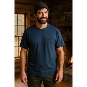 Duluth Trading Co‎ Shirt Men's Large Blue Tri-Blend Soft Long Tail T Pocket Tee